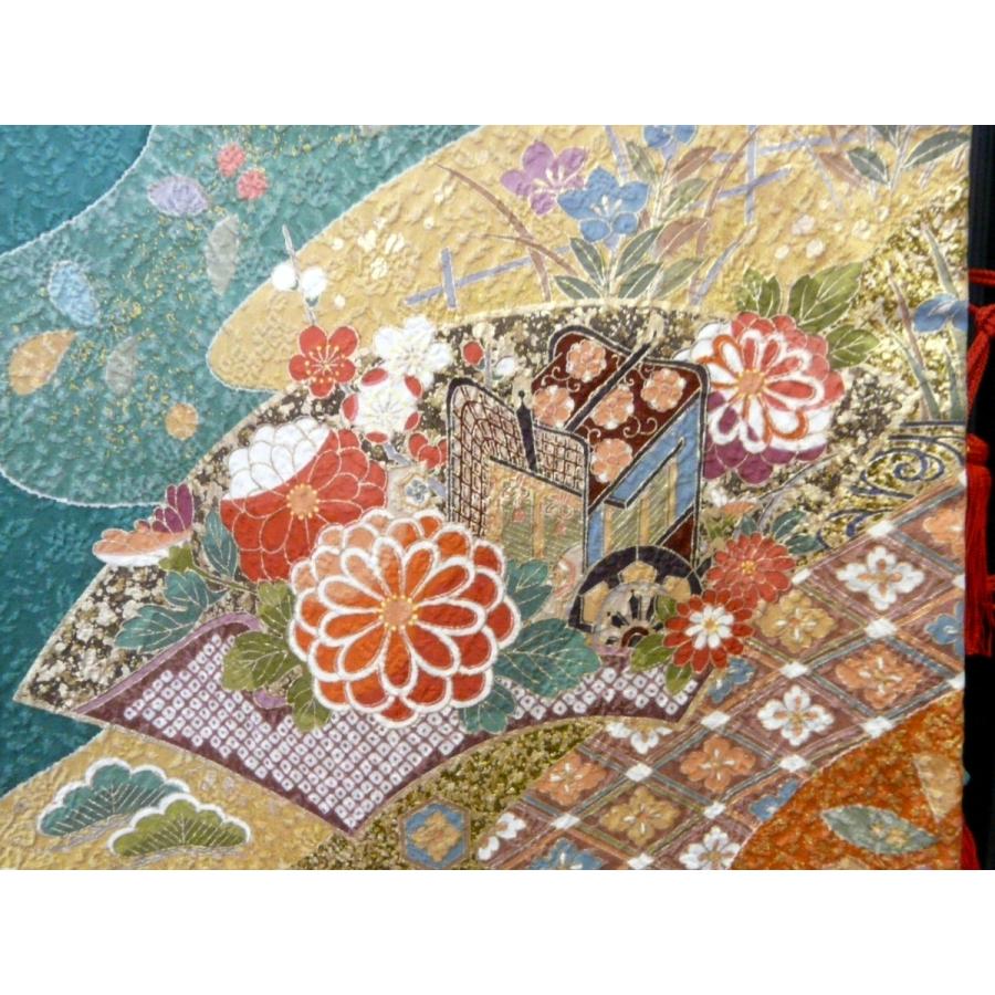 専用★【041】正絹　振袖　緑　翡翠色　美品　百花繚乱　クラシカル 正統派古典 緑/グリーン ボタン柄/毬柄 色少な目 統一感のある