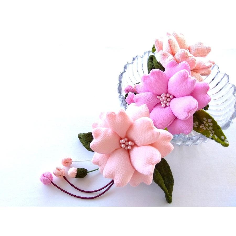ちりめん細工 桜 さくら 3連 つるし飾り 縮緬 手作り 逸品