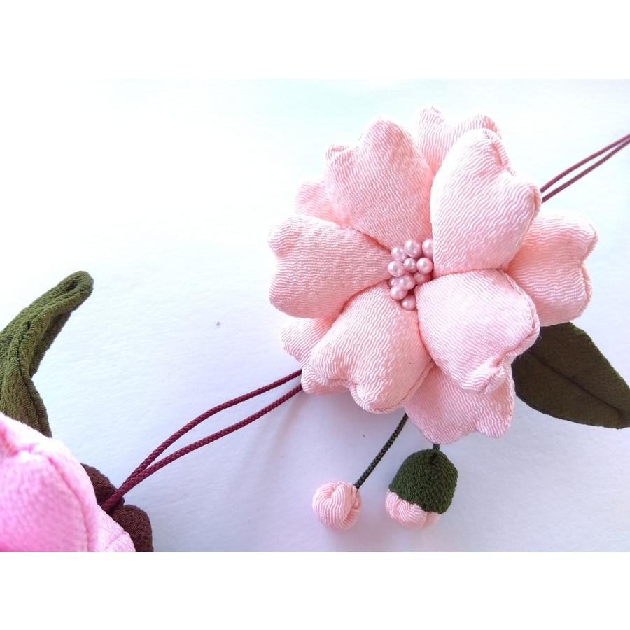 ちりめん細工 桜 さくら 3連 つるし飾り 縮緬 手作り 逸品