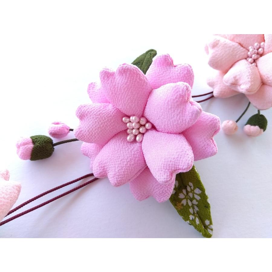 ちりめん細工 桜 さくら 3連 つるし飾り 縮緬 手作り 逸品