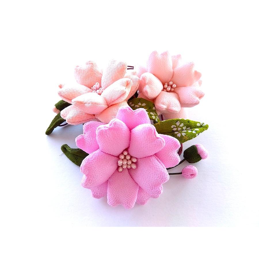 ちりめん細工 桜 さくら 3連 つるし飾り 縮緬 手作り 逸品