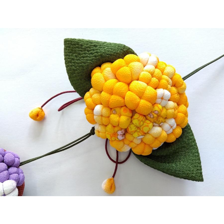 ちりめん細工 紫陽花 あじさい 3連 つるし飾り 縮緬 手作り 逸品