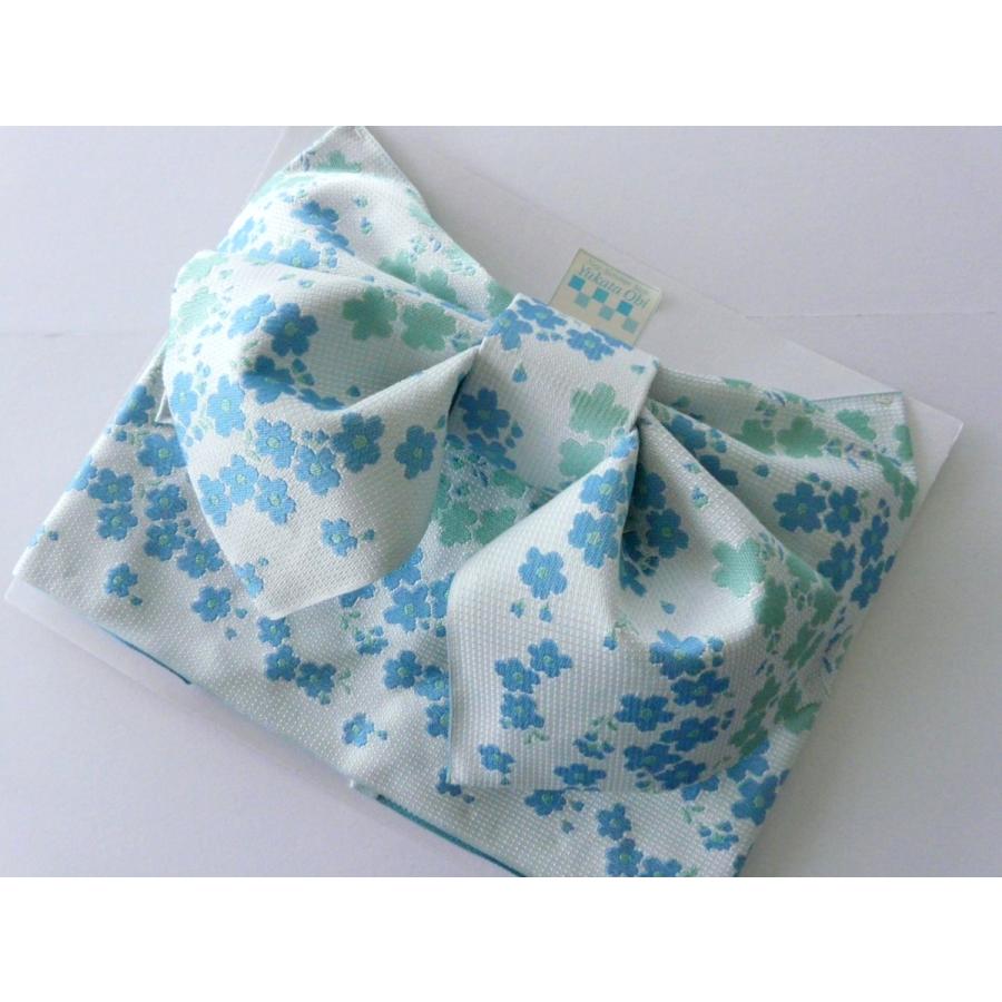 結び帯 レディース 付け帯 浴衣帯 フリーサイズ 白地に水色 花柄 034 14 034 いけのや 通販 Yahoo ショッピング