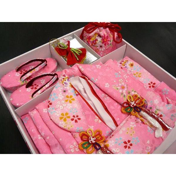 七五三 被布 7点セット 三ツ身 祝着 身丈75ｃｍ ピンクに花毬 ひな祭り おひなさま 124
