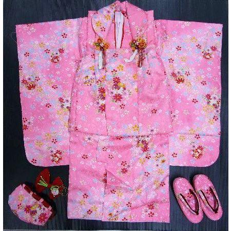七五三 被布 7点セット 三ツ身 祝着 身丈75ｃｍ ピンクに花毬 ひな祭り おひなさま 124_1