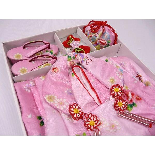 七五三 被布 6点セット 三ツ身 祝着 身丈95ｃｍ 桃色地に毬や花柄 ひな祭り おひなさま 107