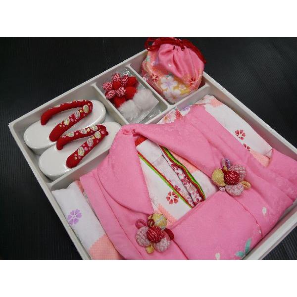 七五三 被布 8点セット 三ツ身 祝着 身丈90ｃｍ 花ひめ 白ピンク ひな祭り おひなさま 127