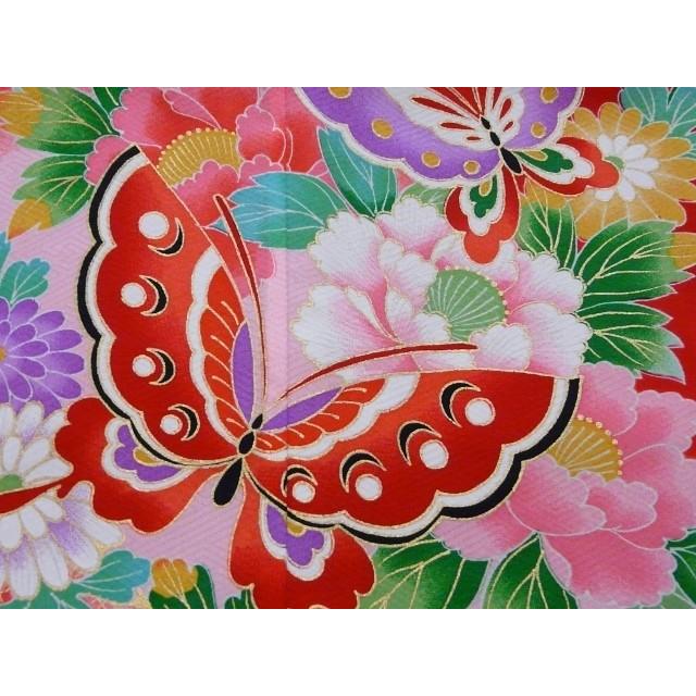 七五三 ７歳 女児 祝着 正絹 赤地に蝶 毬 桜 ひな祭り お雛様 081 nns_2