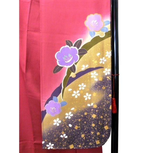 振袖 正絹 試着品 ローズピンク 梅と桜 露芝 金箔 着丈177cm 裄69cm 仕立上り 418 送料無料_2
