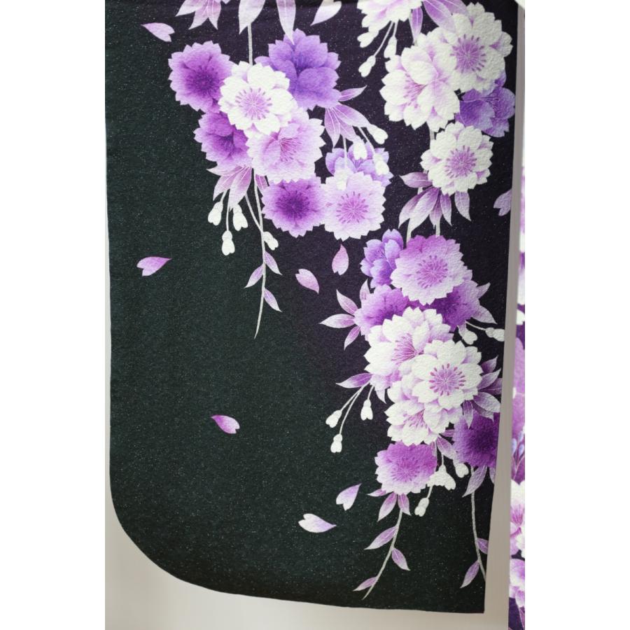 振袖 正絹 訳有 試着品 白地に紫のボカシ 花柄 着丈158cm 裄66cm 仕立 