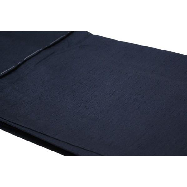 男物 洗える 着物 仕立上り 紬風 無地 袷 濃紺 Lサイズ 002