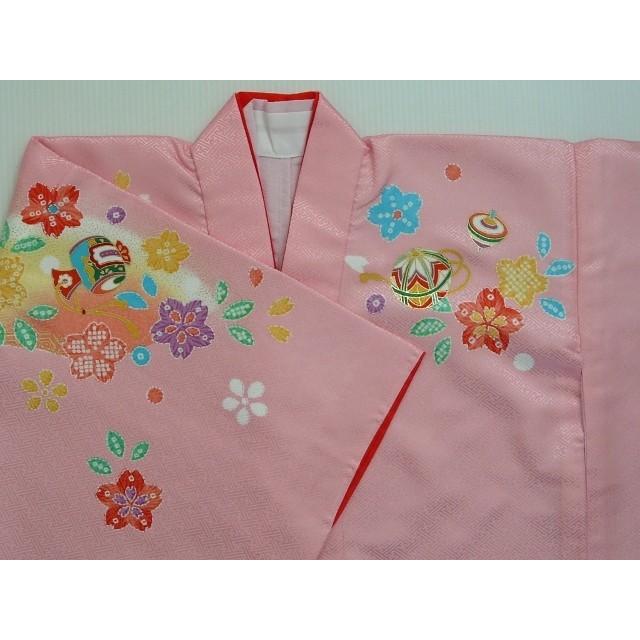 七五三 7歳 女児 祝着 ピンク 赤 花 毬小槌 鹿の子絞り模様 ひな祭り