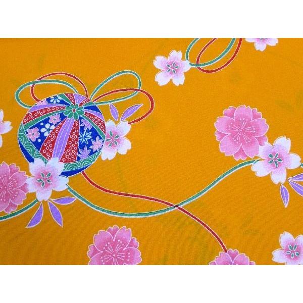 きもの 洗える着物 小紋 反物 鮮やかな色合い 桜毬柄 黄色 137 : いけ 