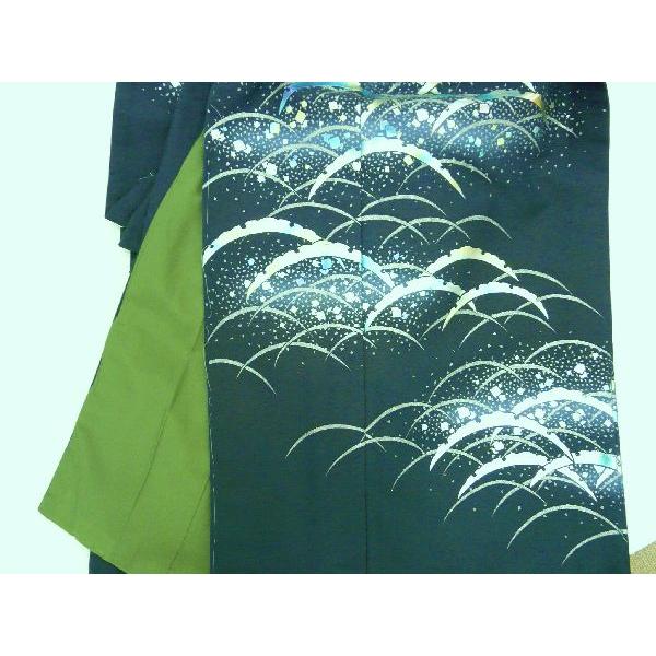 きもの 洗える 着物 単衣 L 絵羽柄 胴抜き仕立て 青緑 701 : いけのや