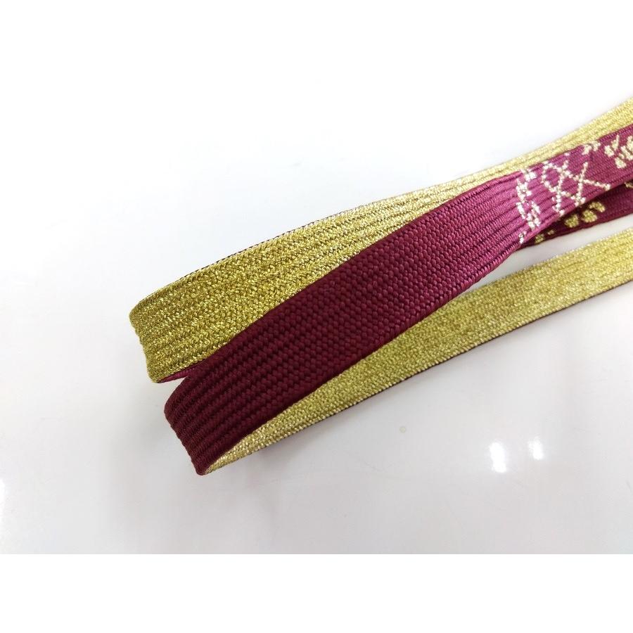 正絹帯締め 平組み 手ぐみ 赤銅色 赤茶色 新品 059 ggp | 