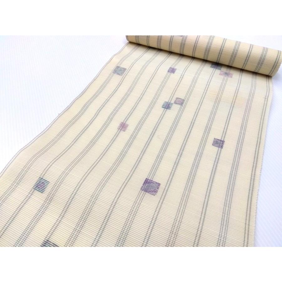 名古屋帯 正絹 絽綴れ 八寸 夏用 ストライプ 短冊 反物 116 : いけのや 