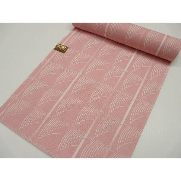 洗える着物 夏 駒絽 桃色にすすき 反物 174