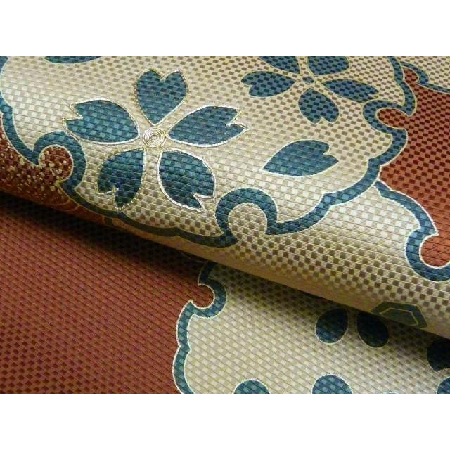 名古屋帯 正絹 八寸帯 茶に雪輪に小鳥柄 仕立上(芯入り) 115 : いけの