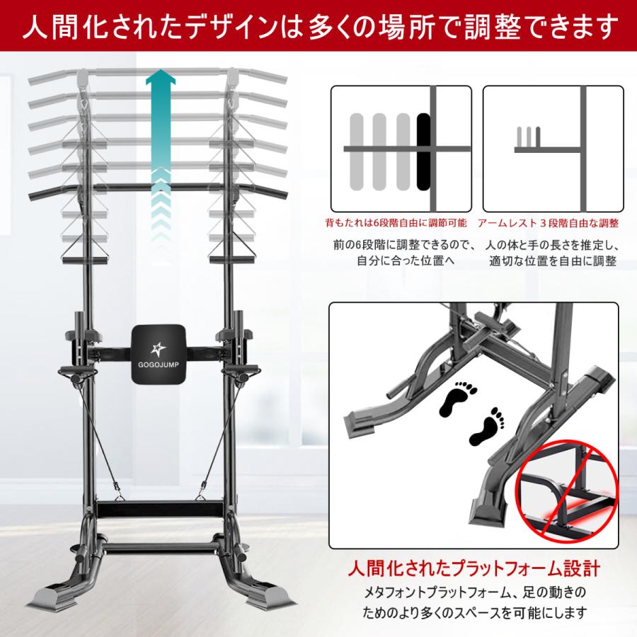 ぶら下がり健康器 懸垂マシン 高さ調節可能 耐荷重180kg 懸垂器具 筋力 筋肉 背筋 腹筋 大胸筋 クッション付き 家庭用 日本語取扱説明書付き｜ikeru｜04