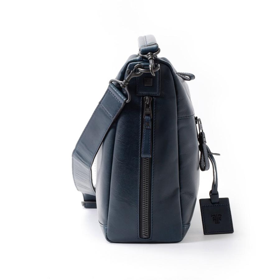 極美品✨ フジタカ レザーショルダーバッグ ネイビー グレー レザーショルダーバッグ A4 / FUJITAKA（フジタカ）公式 / 本革