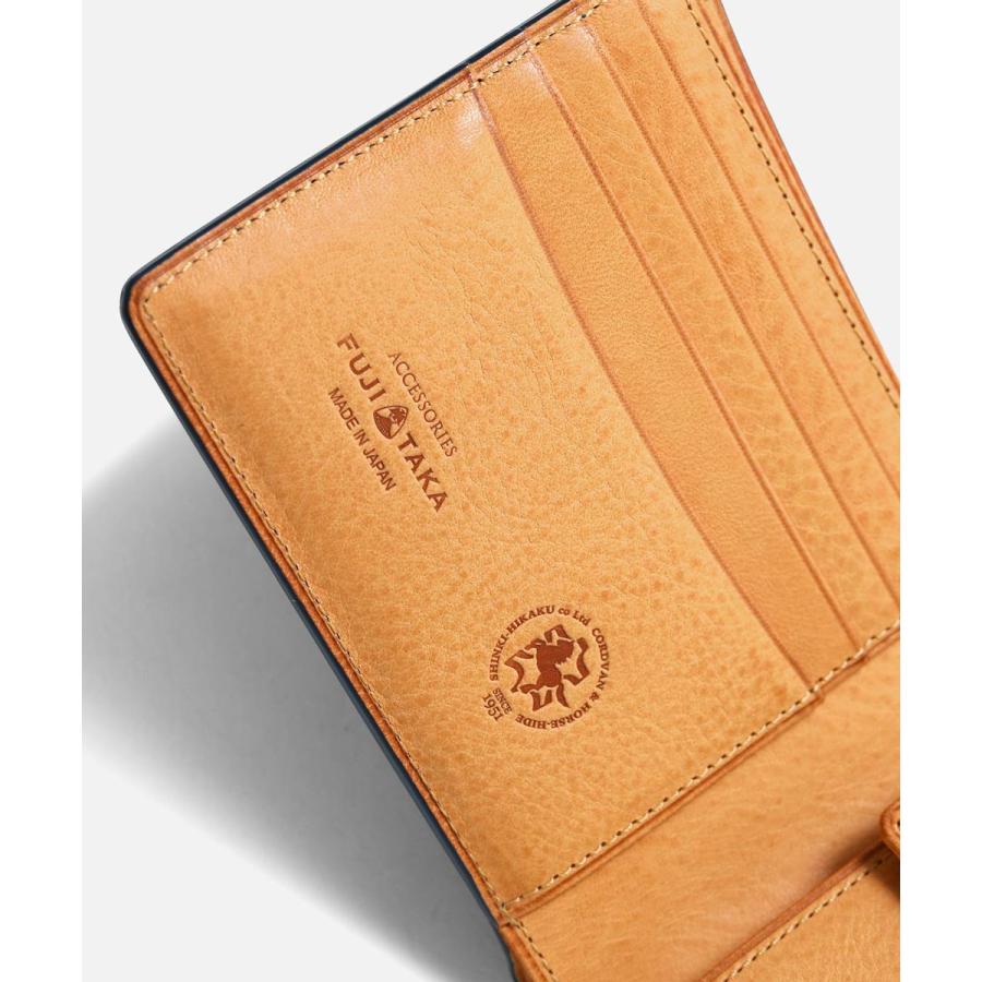 FUJITAKA公式 コードバン 二つ折り財布 カード段4 (ガーネット) No.661614 革 本革 レザー 馬 革財布 2つ折り 折り財布 メンズ財布 イニシャル刻印 名入れの画像