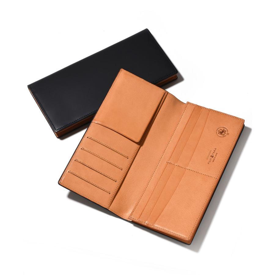 FUJITAKA公式 コードバン 純札 かぶせ長財布 カード段10 (ガーネット) No.661615 革 本革 レザー 馬 小銭入れ無し メンズ イニシャル刻印 名入れの画像