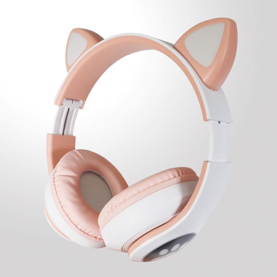 猫耳 ヘッドフォン ワイヤレス ネコ耳 光る マイク 付き Bluetooth対応