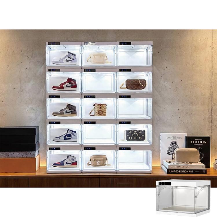 コレクションケース LEDライト付 4個セット 自動開閉 ショーケース