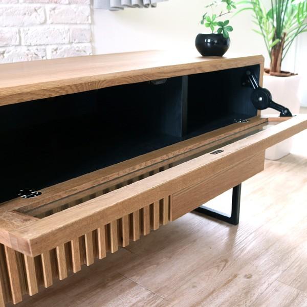テレビボード 122 ナラ無垢材 オーク強化紙 完成品 和風モダン 北欧風 
