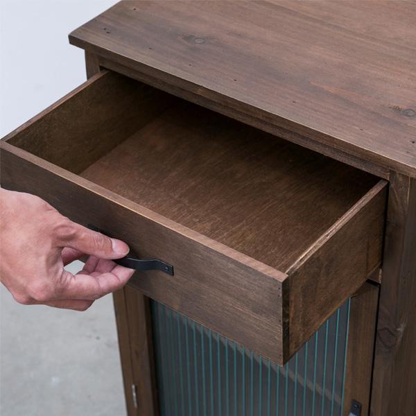 アンティーク和家具 木製収納キャビネット 引き出し付き ガラスキャビネット アンティーク風 木製 引出し付き 収納 幅