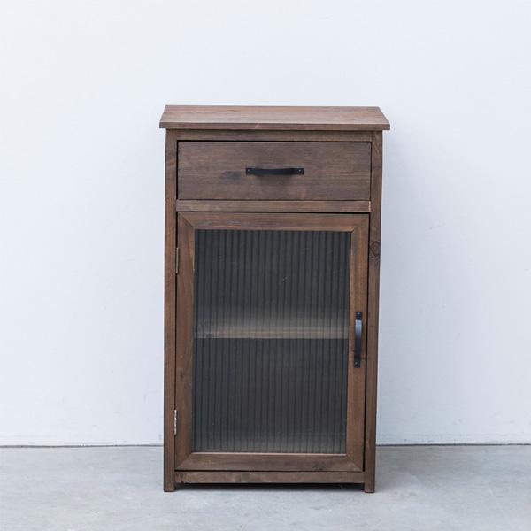 ヴィンテージ 木製キャビネット ガラス扉 引出し付き ガラスキャビネット アンティーク風 木製 引出し付き 収納 幅40cm spp