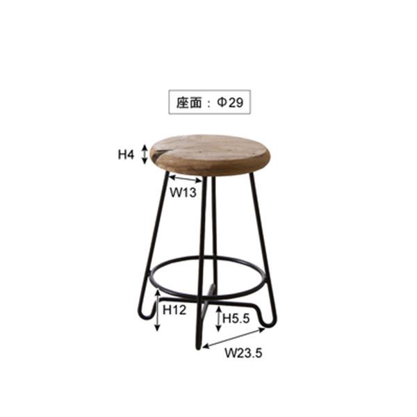 木製 ラウンドスツール 35 北欧 古木風 丸型 ヴィンテージ風 ミッド