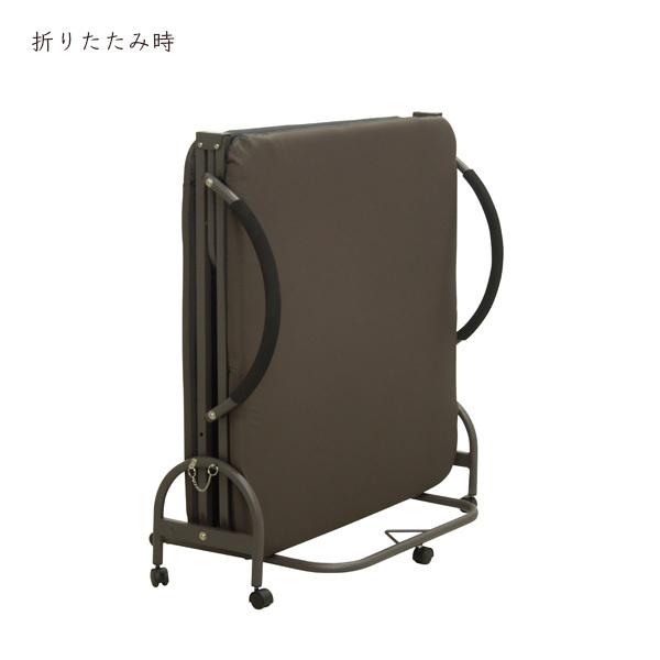 収納ベッド 折りたたみ リクライニングベッド キャスター付き 簡易収納