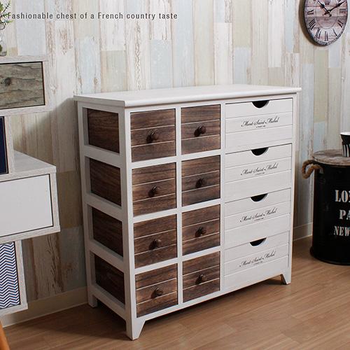 チェスト 4段 完成品 木製 おしゃれ ホワイト 白 北欧 フレンチ カントリー アンティーク 桐 天然木 かわいい シャビーシック ローチェスト M 内祝い