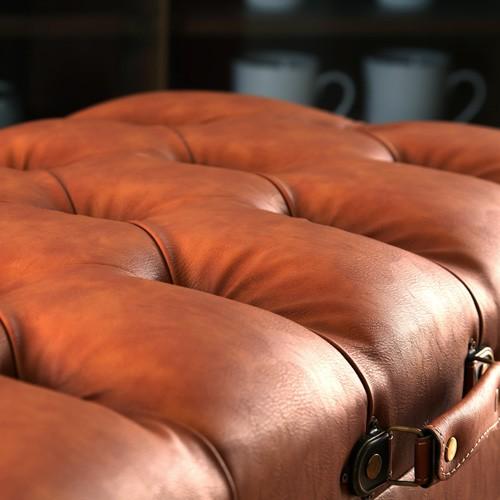 アンティーク風トランク型スツール 収納付ソファ 昭和レトロ　バッグ型 アンティーク風トランク型スツール 収納付ソファ 昭和レトロ