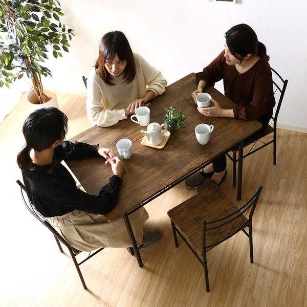 ダイニングテーブルセット 4人掛け コンパクト アイアン アンティーク