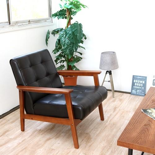 ソファ　レザー　１人掛け　カリモク　アンティーク風 アンティーク風 一人掛けソファー PUレザー 1人掛けソファー