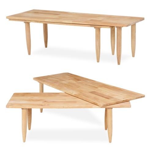 北欧風 センターテーブル ナチュラル 木製 天然木 伸長式 キッズ