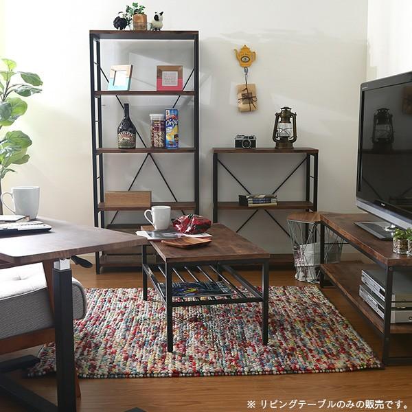 【 木製装飾　棚付きテーブル 】　レトロ　ヴィンテージ　デザインテーブル リビングテーブル 棚付き 80 木製 ヴィンテージ風 : IKIKAGU イキカグ
