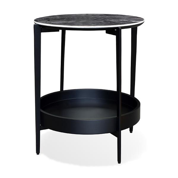 サイドテーブル 49.5 円形 セラミック 大理石風 傷に強い 丸形