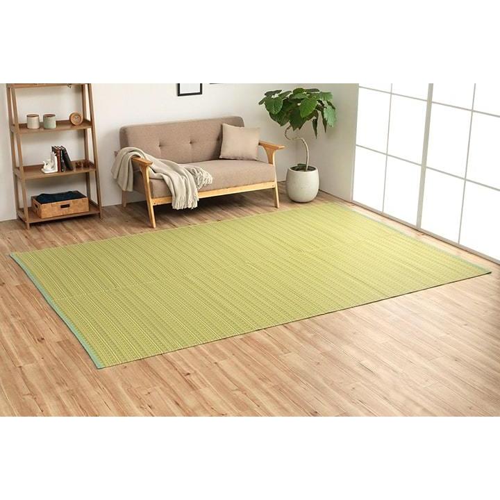 日本製 洗える ダイニングラグ 本間2畳 191&times;191cm 二人掛け用 おすすめ 国産 拭ける ござ カーペット 丈夫 マット アウトドア い草調 正方形 spp