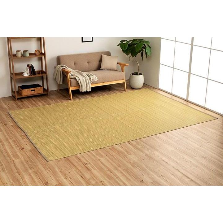 日本製 洗える ダイニングラグ 本間2畳 191&times;191cm 二人掛け用 おすすめ 国産 拭ける ござ カーペット 丈夫 マット アウトドア い草調 正方形 spp