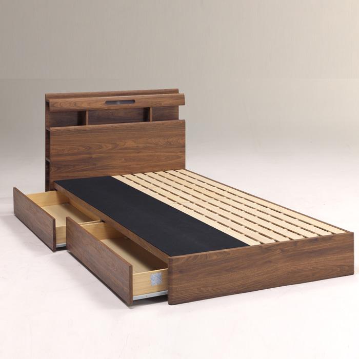 ベッドフレーム 引出し 長さ 210 照明付き セミダブルフレーム