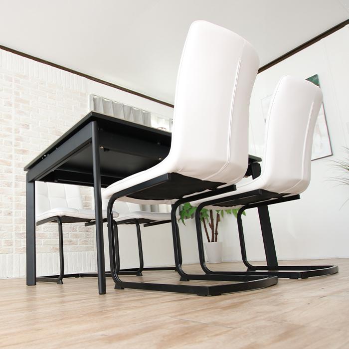 セラミック 伸長式 ダイニングテーブルセット 5点 4人 130cm~170cm