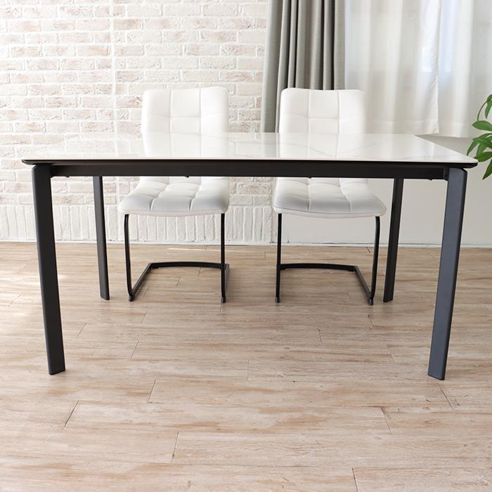 セラミック ダイニングテーブルセット 5点 4人 幅135cm 大理石風 鏡面