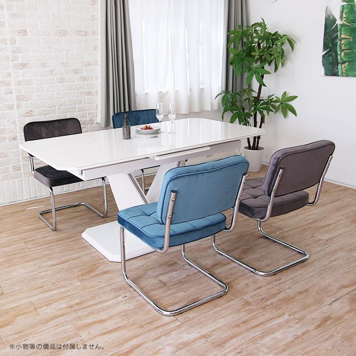 伸長式 セラミックテーブル 5点セット ホワイト 160cm 200cm 伸長式 セラミック ダイニングテーブルセット 5点 4人掛け 160cm~200cm