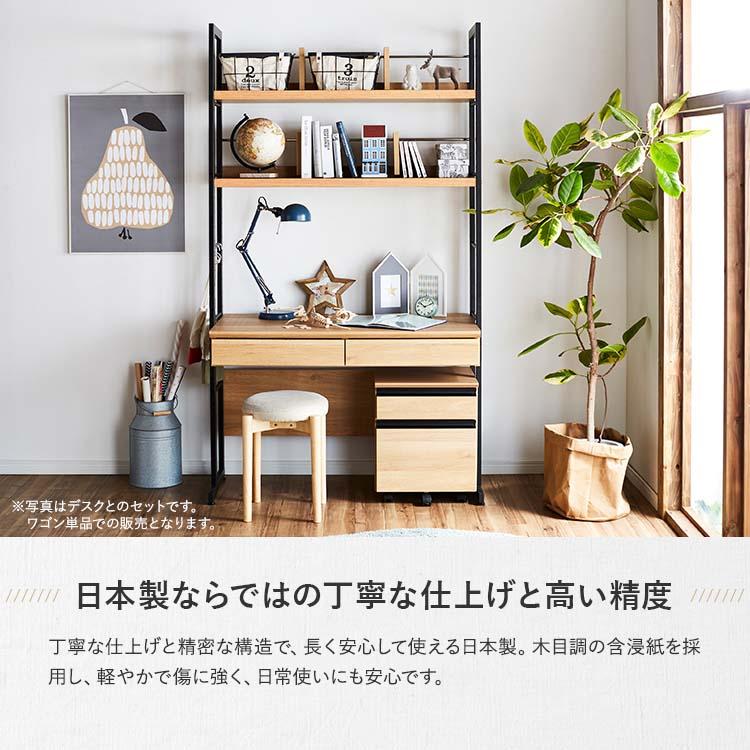 デスクワゴン 単品 日本製 高さ50cm キャスター付き 収納 引き出し 2段
