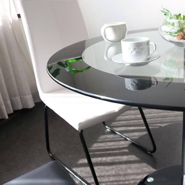 MODELICA ダイニングテーブル ガラス 丸テーブル 円形 90cm 2人〜4人用 アイアン脚 一本脚 スタンドタイプ gkw