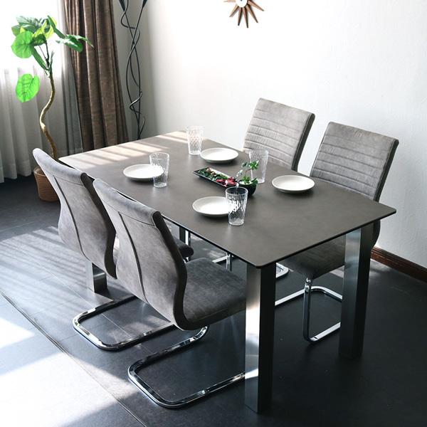 美品♡大理石調ダイニングテーブルセット 4人掛け150 国産天板グレー ダイニングテーブルセット セラミック ホワイト グレー 大理石風