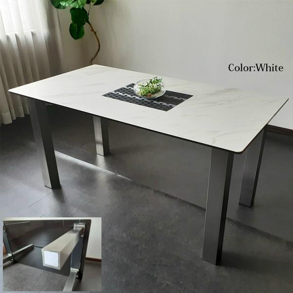 ダイニングテーブルセット セラミック ホワイト 白 グレー 大理石風 4